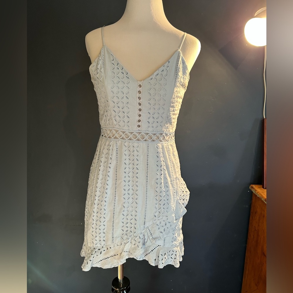 Pale baby blue eyelet dress
